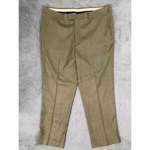 Savane Dress Pants Mens 40x30 Brown Straight Leg Flat Front Tailored2U Flex